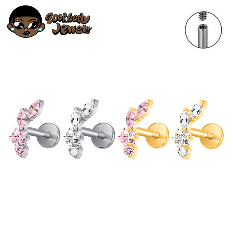 Body Jewelry Internally Threaded - ASTM F136 كوكبة التيتانيوم نجمة محارة