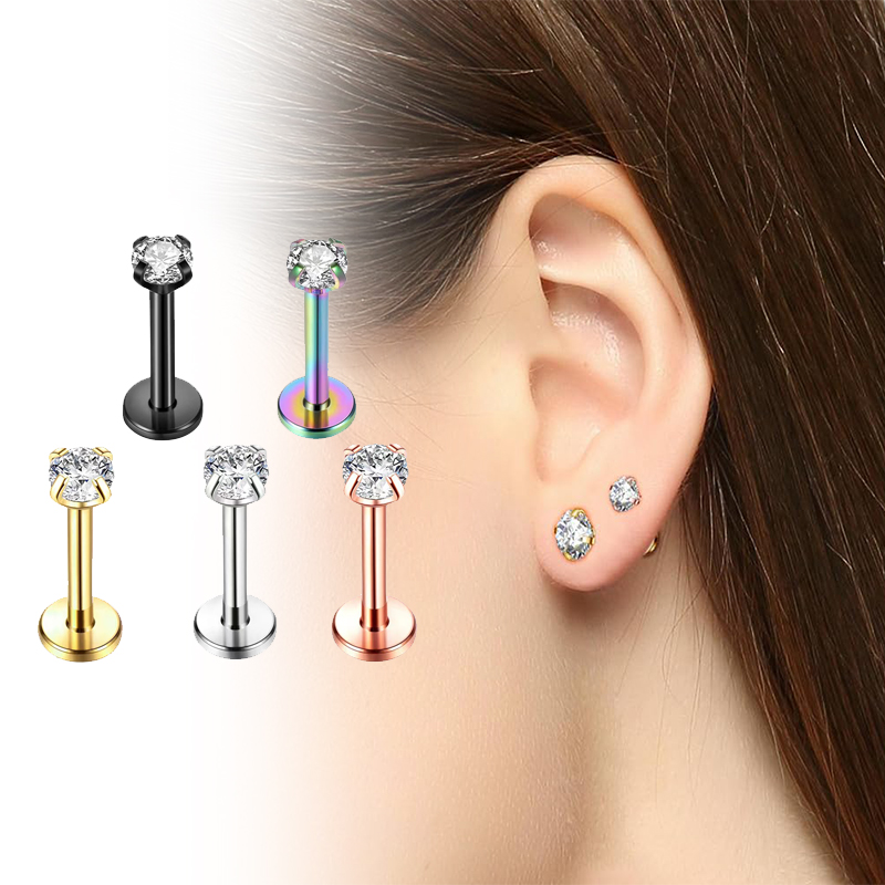 Body Jewelry Internally Threaded - أقراط من التيتانيوم عيار 16G بظهر