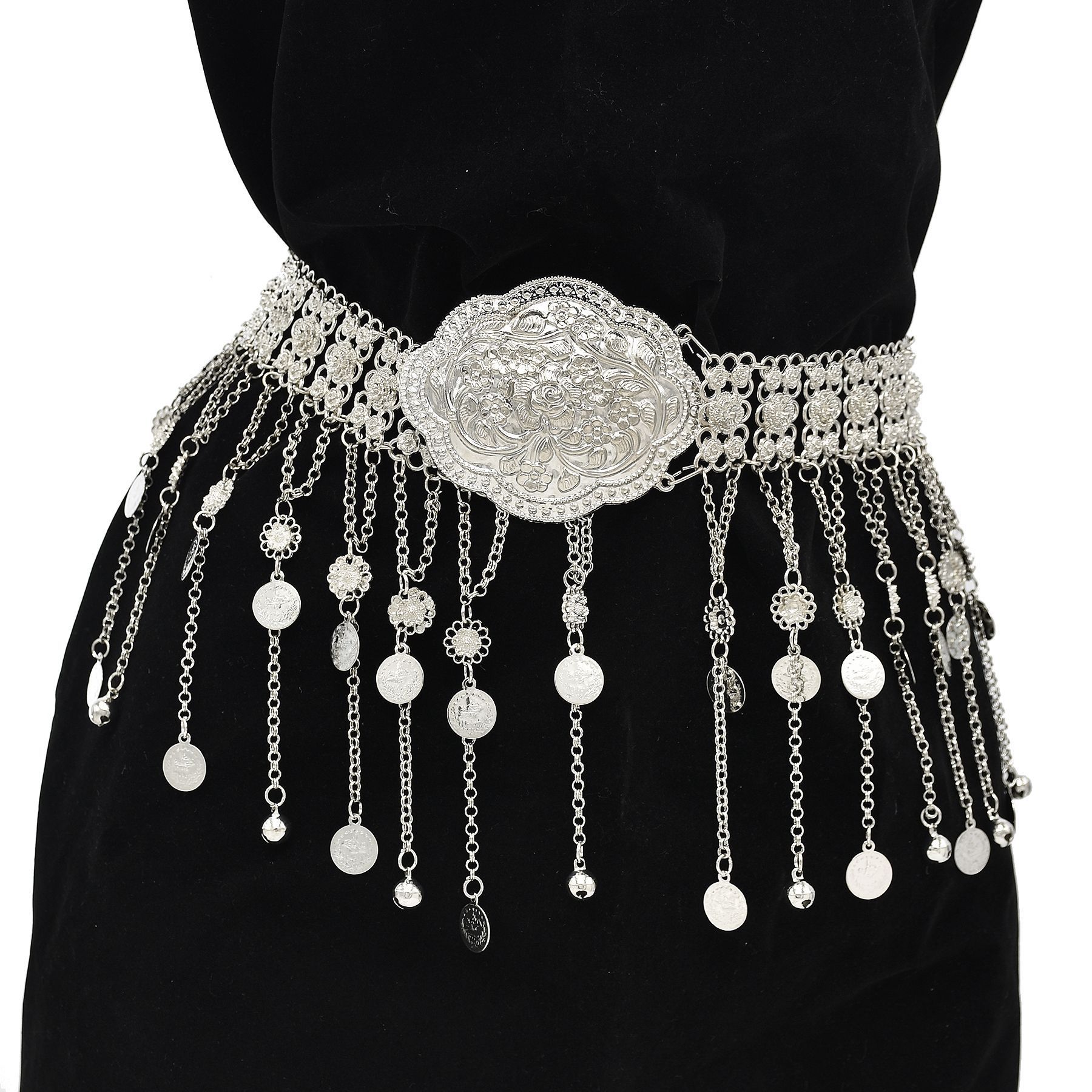 Body Jewelry Indian - سلاسل بطن نسائية مطلية بالفضة بتصميم