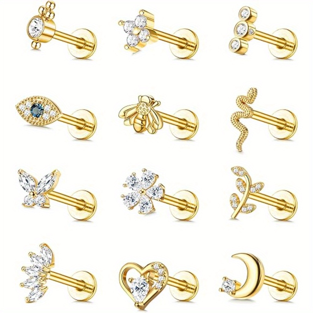 Body Jewelry Changing Kit - دريبيرفكت 12 قطعة أقراط كارتلِج نسائية