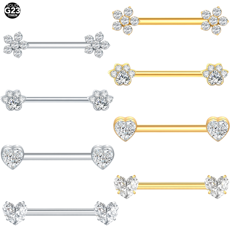 Body Jewelry Internally Threaded - 1 قطعة زهرة التيتانيوم الحلمة ثقب