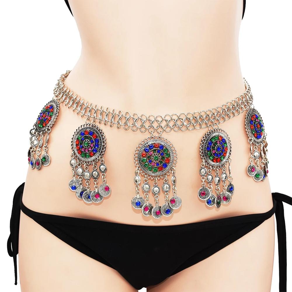 Body Jewelry Indian - سلسلة بطن نسائية مثيرة من الكريستال