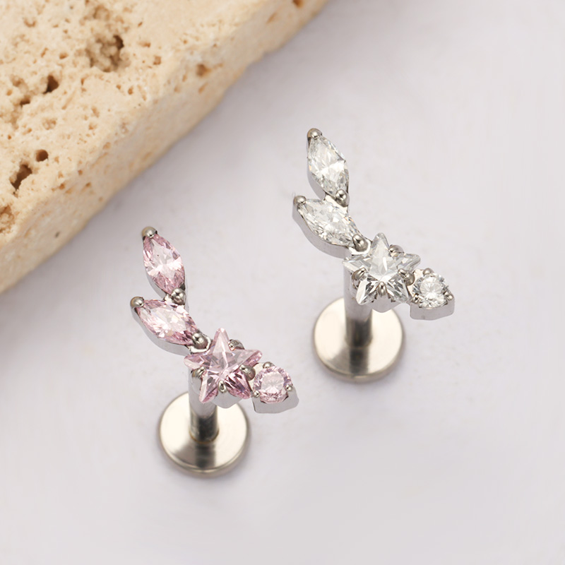 ASTM F136 كوكبة التيتانيوم نجم - مراجعة Body Jewelry Internally Threaded وسعره