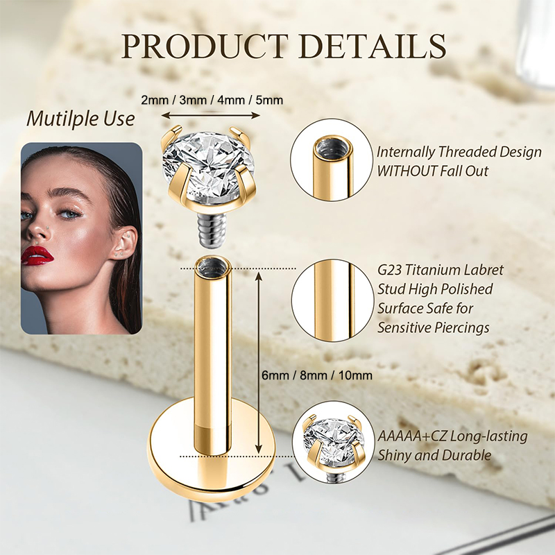 أقراط من التيتانيوم عيار 16G ب - مراجعة Body Jewelry Internally Threaded وسعره