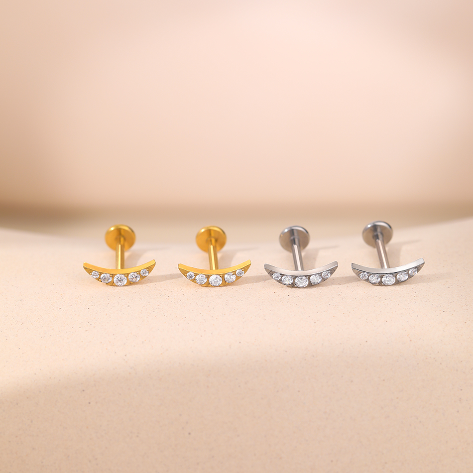 أقراط زركون الأذن من التيتانيو - مراجعة Body Jewelry Internally Threaded وسعره