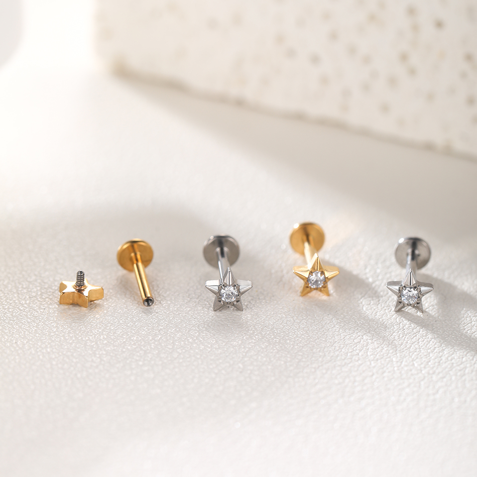 أقراط زركون الأذن من التيتانيو - مراجعة Body Jewelry Internally Threaded وسعره