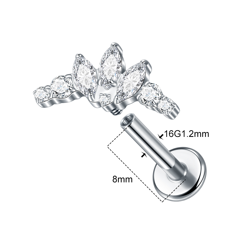 1 قطعة التيتانيوم زركونيا دولف - مراجعة Body Jewelry Internally Threaded وسعره