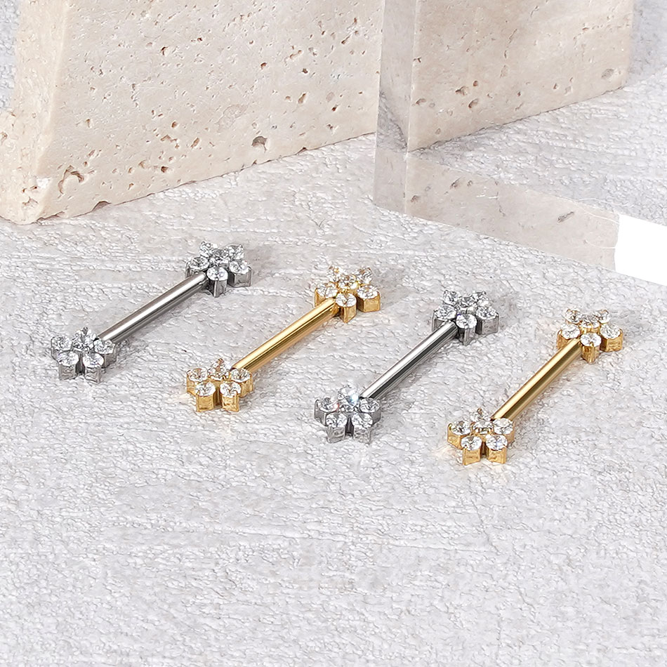 1 قطعة زهرة التيتانيوم الحلمة  - مراجعة Body Jewelry Internally Threaded وسعره