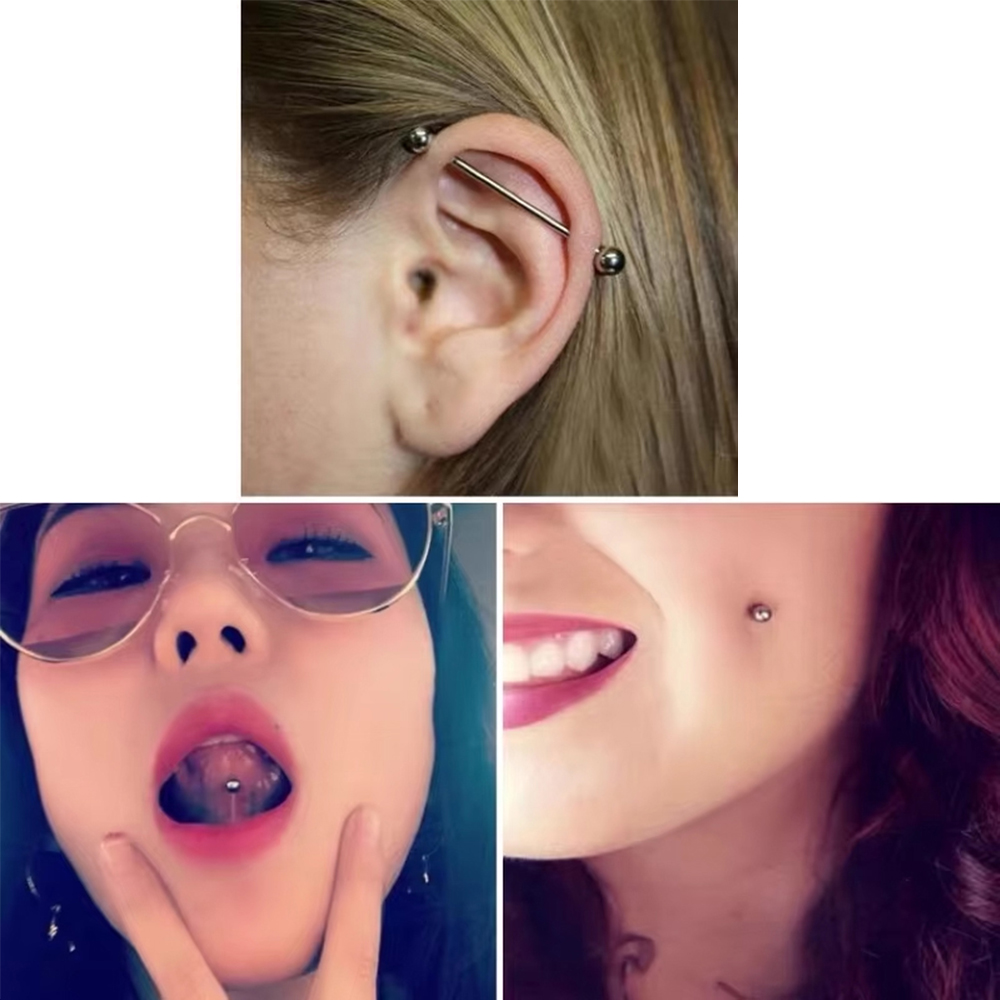 قطعتان/مجموعة من حلقات اللسان  - مراجعة Body Jewelry Internally Threaded وسعره