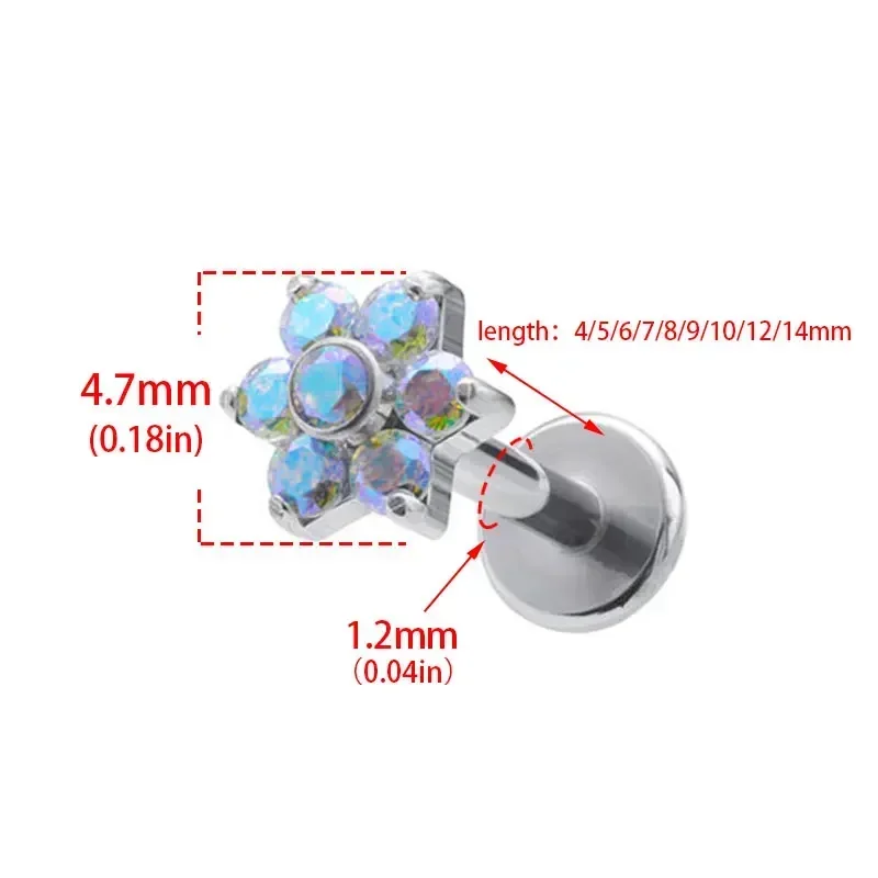 ASTM F136 ثقب زهرة التيتانيوم  - مراجعة Body Jewelry Internally Threaded وسعره