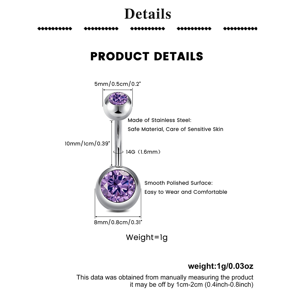 قطعة واحدة من حلقة سرة البطن م - مراجعة Body Jewelry Internally Threaded وسعره